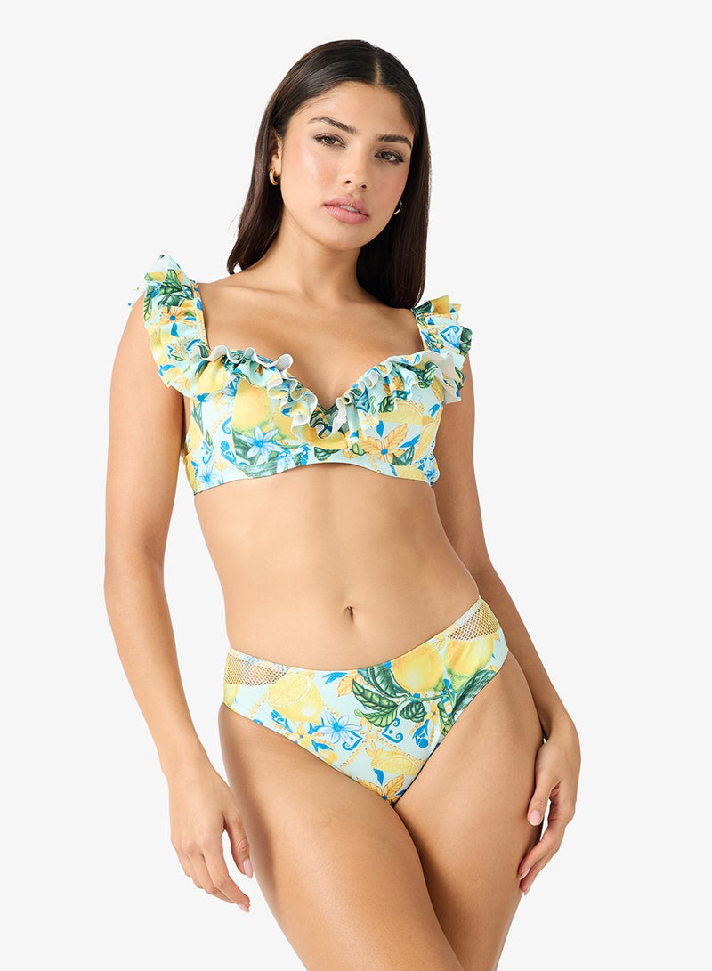 جينجر طقم بيكيني من  قطع بنقشة الزهور وتنورة غير متماثلة - Image 5